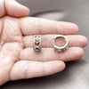 Argolla Huggie 02.267.0077.9.15 Rodio Laminado, Diseño de Cluster, con Zirconia Cubica Multicolor y Blanca, Pulido, Rodinado