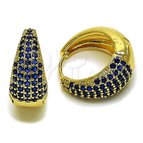 Argolla Huggie 02.267.0078.1.22 Oro Laminado, con Zirconia Cubica Zafiro Azul, Pulido, Tono Dorado