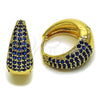 Argolla Huggie 02.267.0078.1.22 Oro Laminado, con Zirconia Cubica Zafiro Azul, Pulido, Tono Dorado