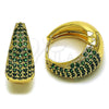 Argolla Huggie 02.267.0078.2.22 Oro Laminado, con Zirconia Cubica Verde, Pulido, Tono Dorado