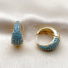 Argolla Huggie 02.267.0078.3.22 Oro Laminado, con Zirconia Cubica Turquoise, Pulido, Tono Dorado