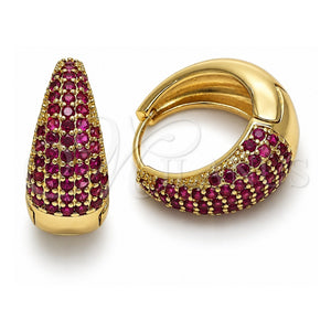 Argolla Huggie 02.267.0078.4.22 Oro Laminado, con Zirconia Cubica Rubi, Pulido, Tono Dorado