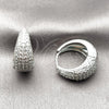 Argolla Huggie 02.267.0078.5.22 Rodio Laminado, con Zirconia Cubica Blanca, Pulido, Rodinado