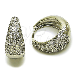 Argolla Huggie 02.267.0078.5.22 Rodio Laminado, con Zirconia Cubica Blanca, Pulido, Rodinado