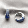Argolla Huggie 02.267.0078.6.22 Rodio Laminado, con Zirconia Cubica Zafiro Azul, Pulido, Rodinado