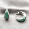 Argolla Huggie 02.267.0078.7.22 Rodio Laminado, con Zirconia Cubica Verde, Pulido, Rodinado