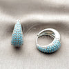 Argolla Huggie 02.267.0078.8.22 Rodio Laminado, con Zirconia Cubica Turquoise, Pulido, Rodinado