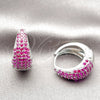 Argolla Huggie 02.267.0078.9.22 Rodio Laminado, con Zirconia Cubica Rubi, Pulido, Rodinado