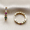 Argolla Huggie 02.267.0079.25 Oro Laminado, con Zirconia Cubica Multicolor, Pulido, Tono Dorado