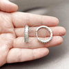 Argolla Huggie 02.267.0080.1.22 Rodio Laminado, Diseño de Baguette, con Zirconia Cubica Blanca, Pulido, Rodinado