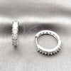 Argolla Huggie 02.267.0080.1.22 Rodio Laminado, Diseño de Baguette, con Zirconia Cubica Blanca, Pulido, Rodinado