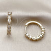 Argolla Huggie 02.267.0081.25 Oro Laminado, Diseño de Baguette, con Zirconia Cubica Blanca, Pulido, Tono Dorado