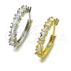 Argolla Huggie 02.267.0081.25 Oro Laminado, Diseño de Baguette, con Zirconia Cubica Blanca, Pulido, Tono Dorado