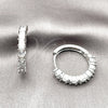 Argolla Huggie 02.267.0081.1.25 Rodio Laminado, Diseño de Baguette, con Zirconia Cubica Blanca, Pulido, Rodinado