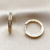 Argolla Huggie 02.267.0082.20 Oro Laminado, con Micro Pave Blanca, Pulido, Tono Dorado