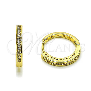 Argolla Huggie 02.267.0082.20 Oro Laminado, con Micro Pave Blanca, Pulido, Tono Dorado