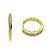 Argolla Huggie 02.267.0082.20 Oro Laminado, con Micro Pave Blanca, Pulido, Tono Dorado