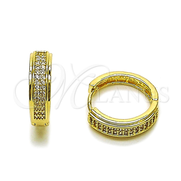 Argolla Huggie 02.267.0083.20 Oro Laminado, con Micro Pave Blanca, Pulido, Tono Dorado