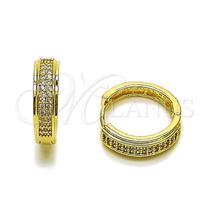 Argolla Huggie 02.267.0083.20 Oro Laminado, con Micro Pave Blanca, Pulido, Tono Dorado