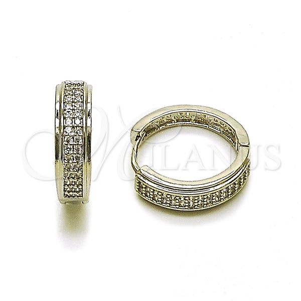 Argolla Huggie 02.267.0083.1.20 Rodio Laminado, con Micro Pave Blanca, Pulido, Rodinado