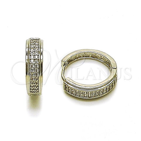 Argolla Huggie 02.267.0083.1.20 Rodio Laminado, con Micro Pave Blanca, Pulido, Rodinado