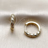 Argolla Huggie 02.267.0084.20 Oro Laminado, con Micro Pave Blanca, Pulido, Tono Dorado