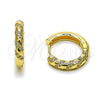 Argolla Huggie 02.267.0084.20 Oro Laminado, con Micro Pave Blanca, Pulido, Tono Dorado