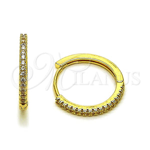 Argolla Huggie 02.267.0085.22 Oro Laminado, con Zirconia Cubica Blanca, Pulido, Tono Dorado