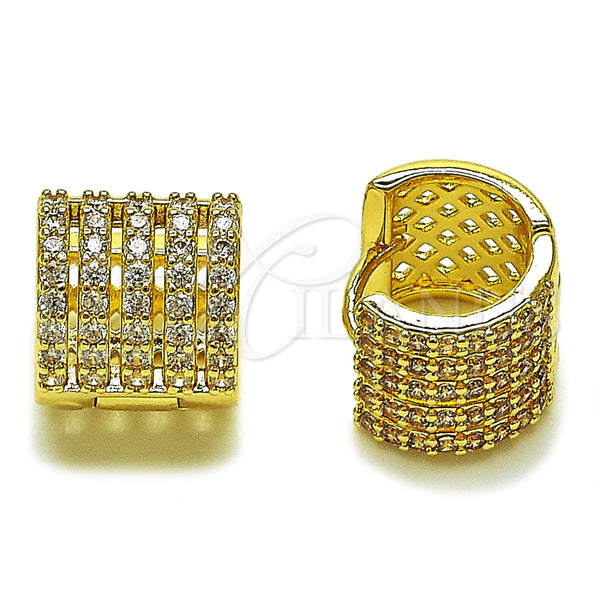Argolla Huggie 02.267.0034.1.15 Oro Laminado, con Zirconia Cubica Blanca, Pulido, Tono Dorado