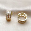 Argolla Huggie 02.267.0086.15 Oro Laminado, Diseño de Baguette, con Zirconia Cubica Blanca, Pulido, Tono Dorado