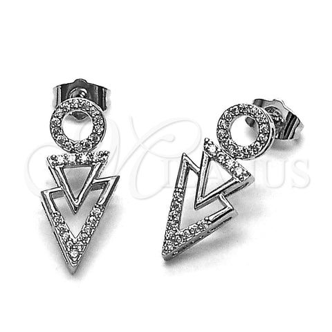 Arete Dormilona 02.267.0087 Rodio Laminado, con Micro Pave Blanca, Pulido, Rodinado