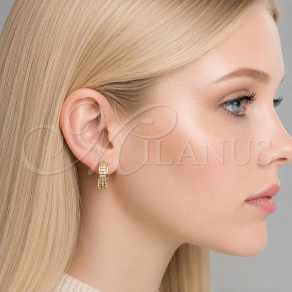 Argolla Huggie 02.267.0088.16 Oro Laminado, con Zirconia Cubica Blanca, Pulido, Tono Dorado