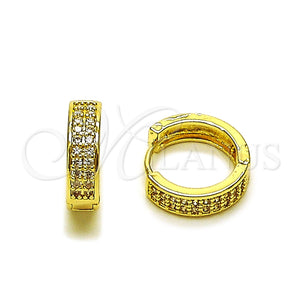 Argolla Huggie 02.267.0088.16 Oro Laminado, con Zirconia Cubica Blanca, Pulido, Tono Dorado