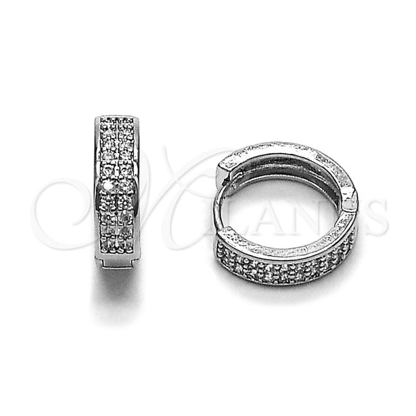 Argolla Huggie 02.267.0088.1.16 Rodio Laminado, con Zirconia Cubica Blanca, Pulido, Rodinado