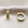 Argolla Huggie 02.267.0089.15 Oro Laminado, con Micro Pave Blanca, Pulido, Tono Dorado