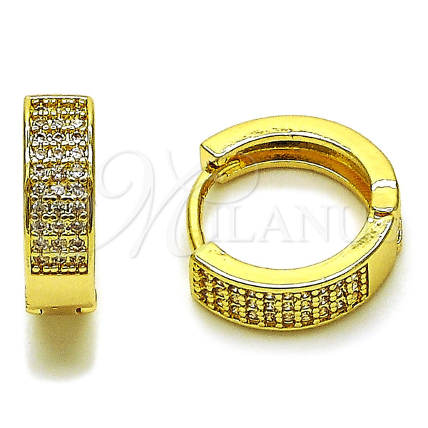 Argolla Huggie 02.267.0089.15 Oro Laminado, con Micro Pave Blanca, Pulido, Tono Dorado
