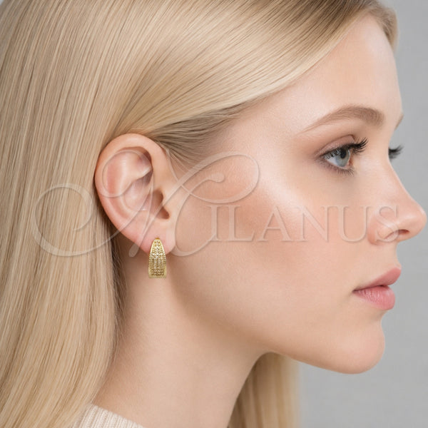 Argolla Huggie 02.267.0090.12 Oro Laminado, con Micro Pave Blanca, Pulido, Tono Dorado
