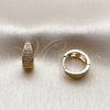 Argolla Huggie 02.267.0090.12 Oro Laminado, con Micro Pave Blanca, Pulido, Tono Dorado