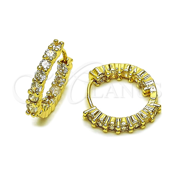 Argolla Huggie 02.267.0091.20 Oro Laminado, con Zirconia Cubica Blanca, Pulido, Tono Dorado