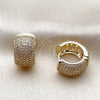 Argolla Huggie 02.267.0092.20 Oro Laminado, Diseño de Corazón, con Zirconia Cubica Blanca, Pulido, Tono Dorado