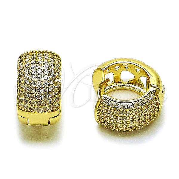 Argolla Huggie 02.267.0092.20 Oro Laminado, Diseño de Corazón, con Zirconia Cubica Blanca, Pulido, Tono Dorado