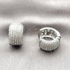 Argolla Huggie 02.267.0092.1.20 Rodio Laminado, Diseño de Corazón, con Zirconia Cubica Blanca, Pulido, Rodinado