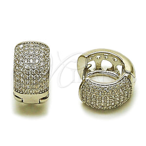 Argolla Huggie 02.267.0092.1.20 Rodio Laminado, Diseño de Corazón, con Zirconia Cubica Blanca, Pulido, Rodinado