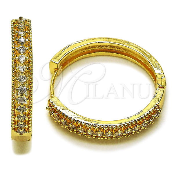 Argolla Huggie 02.267.0093.30 Oro Laminado, con Zirconia Cubica Blanca, Pulido, Tono Dorado