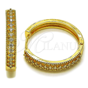 Argolla Huggie 02.267.0093.30 Oro Laminado, con Zirconia Cubica Blanca, Pulido, Tono Dorado
