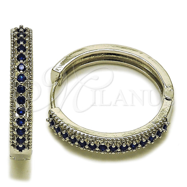 Argolla Huggie 02.267.0093.6.30 Rodio Laminado, con Zirconia Cubica Verde, Pulido, Rodinado