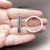 Argolla Huggie 02.267.0093.7.30 Rodio Laminado, con Zirconia Cubica Zafiro Azul, Pulido, Rodinado