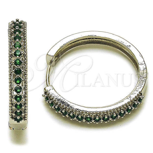 Argolla Huggie 02.267.0093.7.30 Rodio Laminado, con Zirconia Cubica Zafiro Azul, Pulido, Rodinado