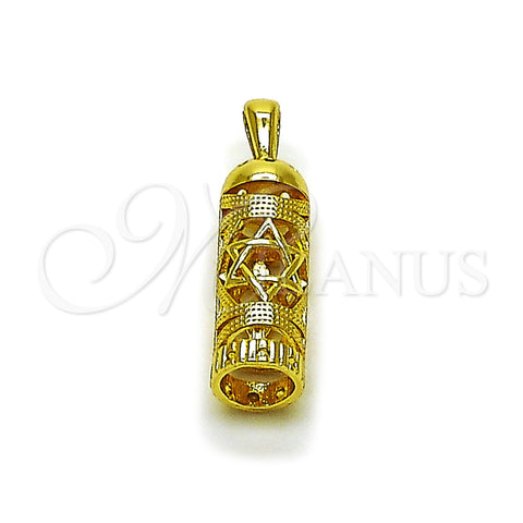 Dije Religioso 05.459.0040 Oro Laminado, Diseño de Estrella de Davi y Judaica, Pulido, Tono Dorado