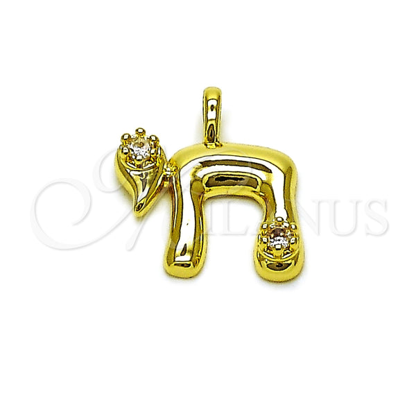 Dije Religioso 05.459.0042 Oro Laminado, Diseño de Judaica, con Zirconia Cubica Blanca, Pulido, Tono Dorado